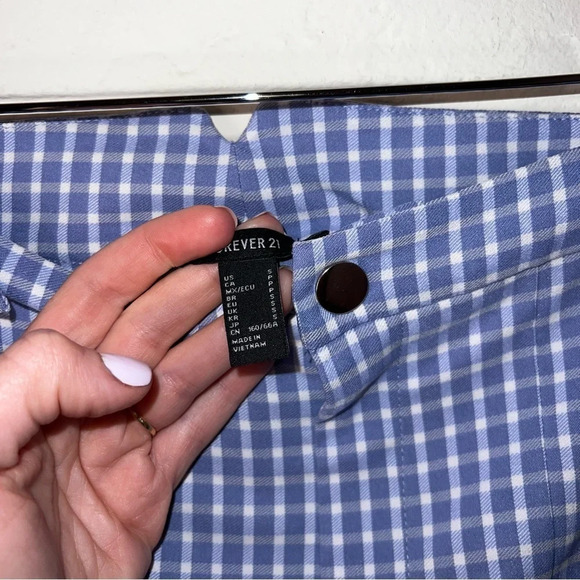 Forever 21 Blue and White Gingham Printed Skinny Leg Pants, Women’s Size Small - Picture 5 of 6